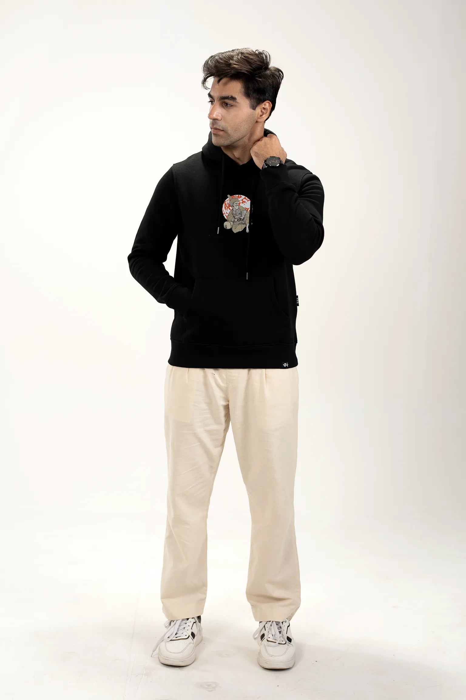Men’s Pullover Hoodie – Crimson Sage (Black)